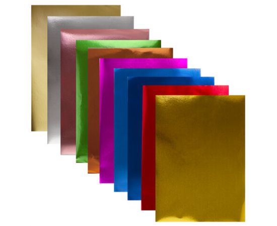 Цветная фольга А4 АЛЮМИНИЕВАЯ НА БУМАЖНОЙ ОСНОВЕ, 10 л, 10 цв, ОСТРОВ СОКРОВИЩ, 210х297 мм, 111960 111960