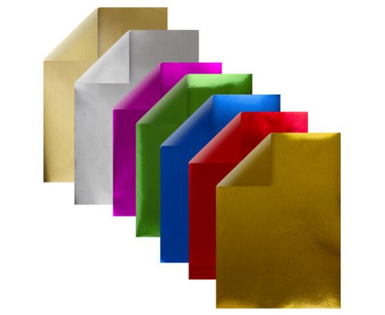 Цветная фольга А4 ДВУСТОРОННЯЯ АЛЮМИНИЕВАЯ НА БУМАЖНОЙ ОСНОВЕ, 7л, 7цв, ОСТРОВ СОКРОВИЩ, 111962 111962