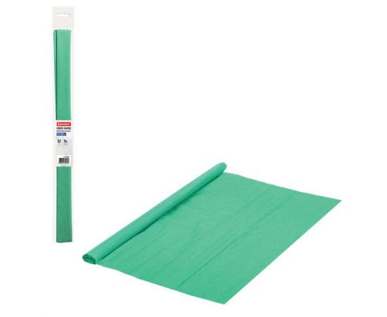 Бумага гофрированная (креповая) ПЛОТНАЯ, 32 г/м2, мятная, 50х250 см, в рулоне, BRAUBERG 112528