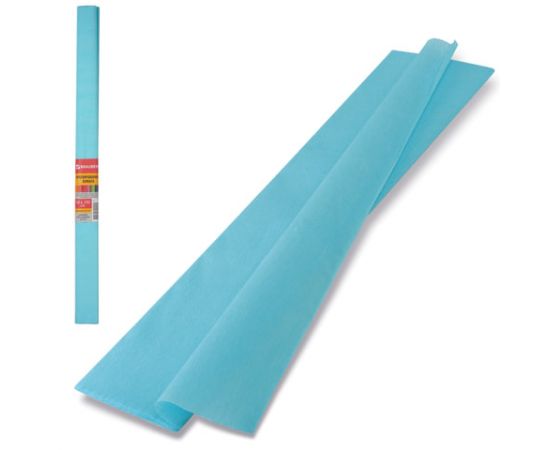 Бумага гофрированная (креповая) ПЛОТНАЯ, 32 г/м2, голубая, 50х250 см, в рулоне, BRAUBERG 126534