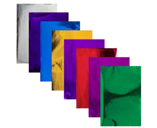 Цветная бумага А4 ЗЕРКАЛЬНАЯ, 8 листов 8 цветов, 80 г/м2, ОСТРОВ СОКРОВИЩ, 129885 129885