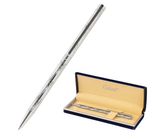 Ручка подарочная шариковая GALANT "ASTRON SILVER", корпус серебристый, детали хром, узел 0,7 мм, синяя 143527
