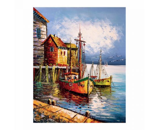 Холст на картоне с контуром BRAUBERG ART CLASSIC "ПРИЧАЛ", 30х40см, грунтованный, хлопок, 191544 191544