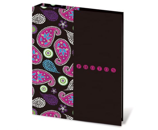 Фотоальбом BRAUBERG на 200 фото 10*15см, твердая обложка, Пейсли, черный с розовым, 390668 390668