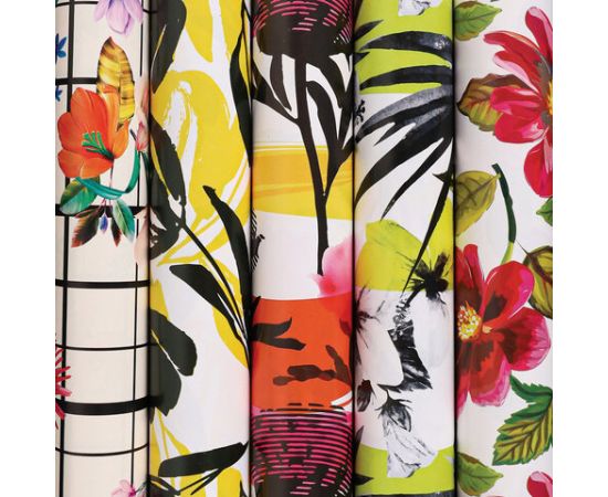 Бумага упаковочная мелованная 70х100 см ЗОЛОТАЯ СКАЗКА "Vintage Flowers", 5 дизайнов, 70 г/м2 591587