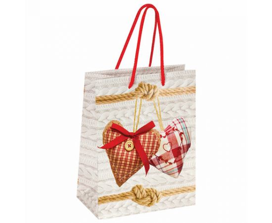 Пакет подарочный 17,8x9,8x22,9 см, ЗОЛОТАЯ СКАЗКА "Два сердца", ламинированный, 606573 606573