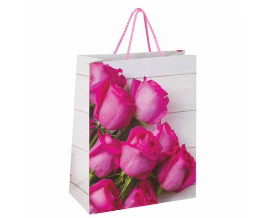 Пакет подарочный 26x12,7x32,4 см, ЗОЛОТАЯ СКАЗКА "Розовые розы", ламинированный, 606582 606582
