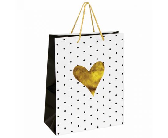Пакет подарочный 26x12,7x32,4 см, ЗОЛОТАЯ СКАЗКА "Золотое сердце", ламинированный, 606583 606583