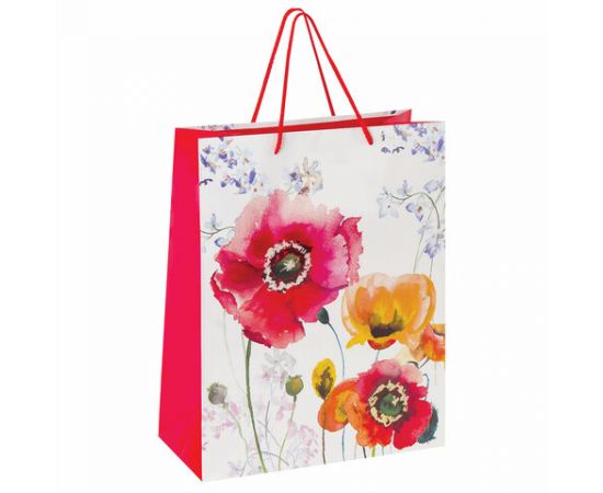Пакет подарочный 26x12,7x32,4 см, ЗОЛОТАЯ СКАЗКА "Красные и желтые маки", ламинированный, 606584 606584