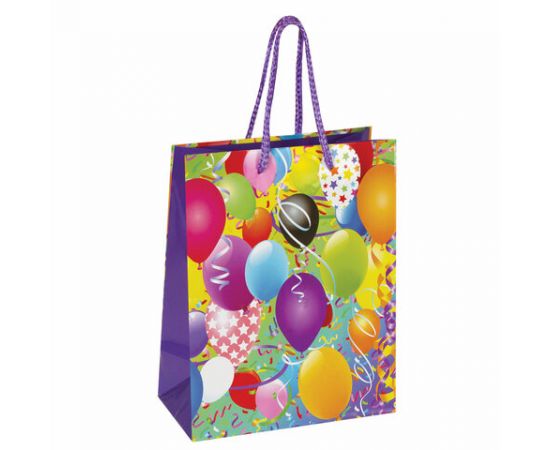 Пакет подарочный 17,8x9,8x22,9 см, ЗОЛОТАЯ СКАЗКА "Воздушные шары", ламинированный, 606590 606590