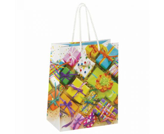 Пакет подарочный 17,8x9,8x22,9 см, ЗОЛОТАЯ СКАЗКА "Яркие подарки", ламинированный, 606591 606591