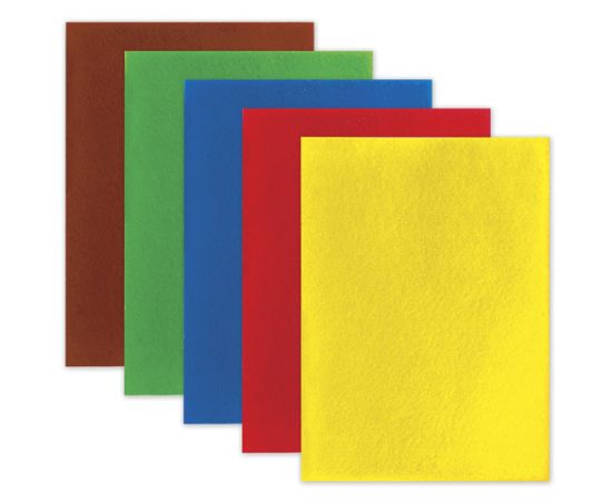 Цветной фетр МЯГКИЙ А4, 2мм, 5л, 5цв, плотность 170 г/м, самоклеящийся, ОСТРОВ СОКРОВИЩ, 660090 660090