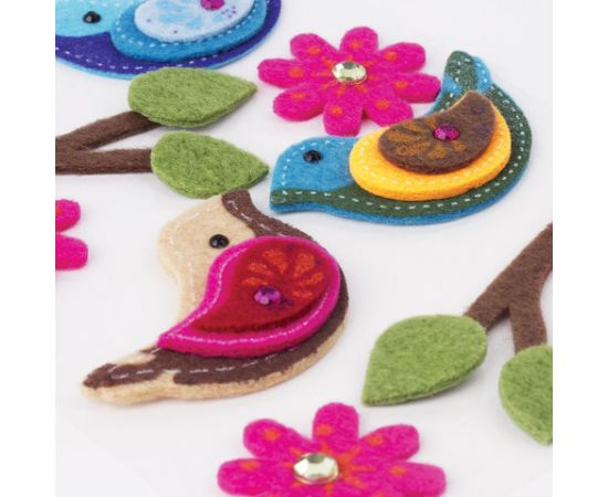 Наклейки из фетра ПТИЧКИ, 11шт., ассорти, ОСТРОВ СОКРОВИЩ, 661483 661483