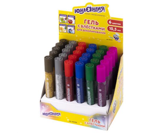 Гель с блестками ЮНЛАНДИЯ, 10,5 мл, цвета ассорти, в дисплее, 662252 662252