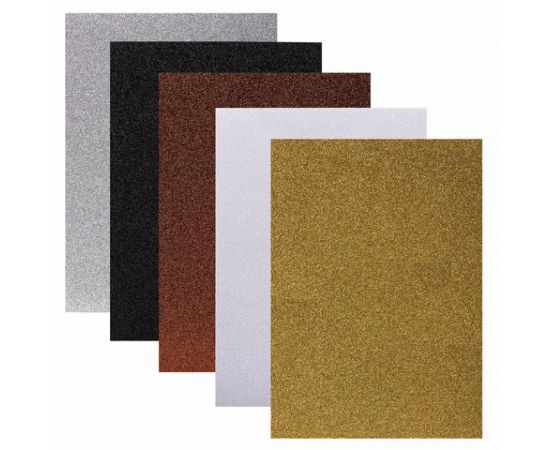 Пористая резина/фоамиран А4, 2мм, 5л, 5цв, металлик, блестки, самоклеящаяся, ОСТРОВ СОКРОВИЩ, 662776 662776