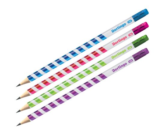 Карандаш ч/г Berlingo "Supertwist" HB, круглый, заточен., с ластиком, ассорти BP00940