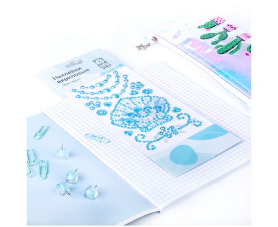 Наклейки акриловые MESHU "Blue crystal", 9*24см, европодвес MH_32446
