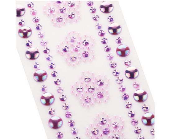 Наклейки акриловые MESHU "Purple flowers", 25*8,3см, стразы, 305 наклеек, инд. уп., европодвес MS_36660