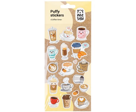 Наклейки объемные MESHU "Coffee time", 10*19см, пакет европодвес MS_36929