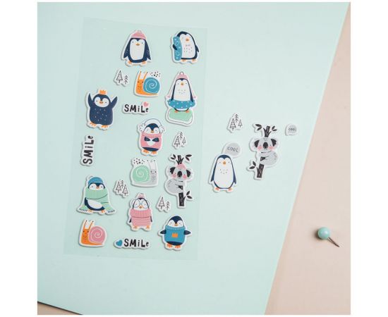 Наклейки объемные MESHU "Cute friends", 10*19 см, пакет европодвес MS_36957