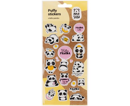 Наклейки объемные MESHU "Hello panda", 10*24см, 21 наклейка, инд. уп., европодвес MS_36959