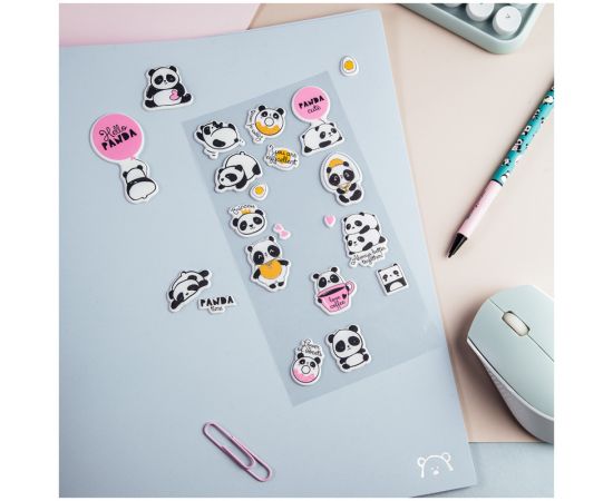 Наклейки объемные MESHU "Hello panda", 10*24см, 21 наклейка, инд. уп., европодвес MS_36959