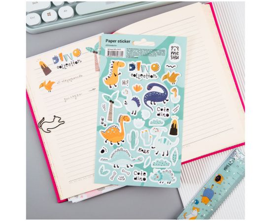 Наклейки бумажные MESHU "Dinosaurs", 12*21см, 36 наклеек, европодвес MS_41637