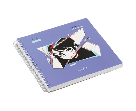 Скетчбук 60л., 150*150 MESHU "Kawaii", на гребне, выб. лак, soft-touch, 120г/м2 MS_44869