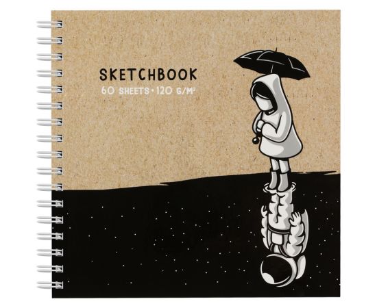 Скетчбук 60л., 150*150 MESHU "Space Traveler", на гребне, выб. лак, soft-touch, 120г/м2 MS_44870