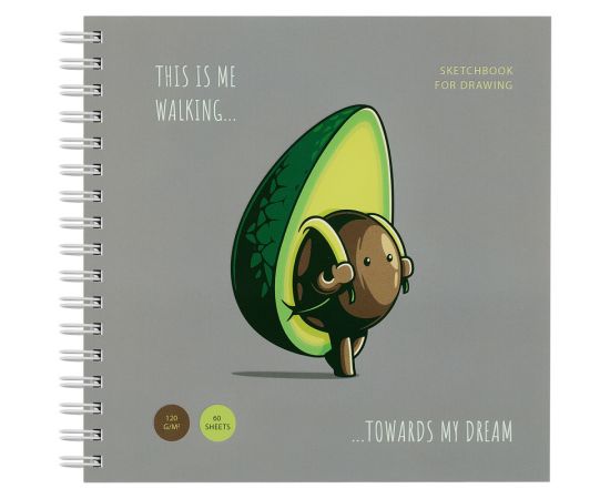 Скетчбук 60л., 150*150 MESHU "Avocadreams", на гребне, выб. лак, soft-touch, 120г/м2 MS_44873