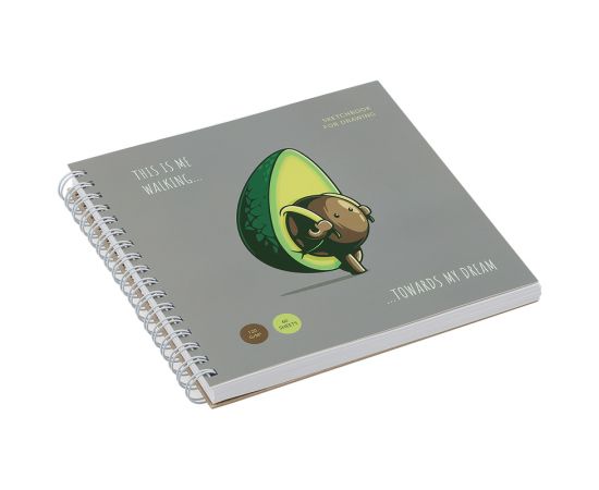 Скетчбук 60л., 150*150 MESHU "Avocadreams", на гребне, выб. лак, soft-touch, 120г/м2 MS_44873