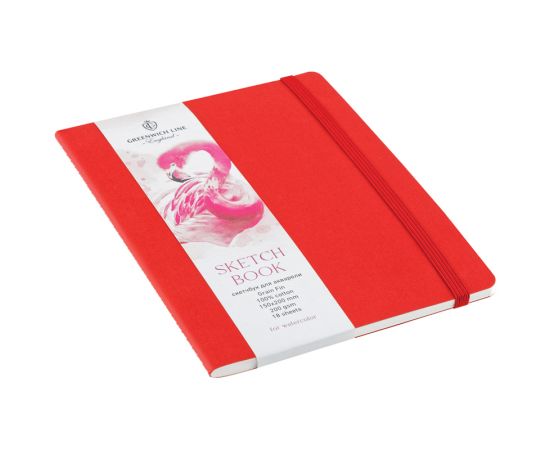 Скетчбук для акварели 18л., 150*200 Greenwich Line, красный, 100% хлопок, 200г/м2, на резинке SkBWl_37664