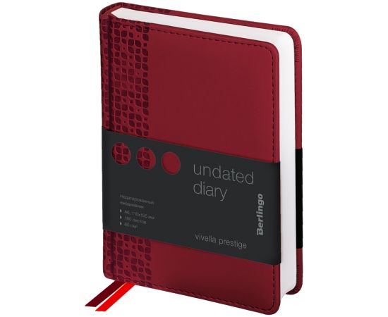 Ежедневник недатированный, А6, 160л., кожзам, Berlingo "Vivella Prestige", бордовый UD0_80604
