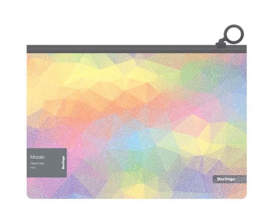 Папка-конверт на молнии Berlingo "Mozaic" А4, 180мкм, с рисунком, с эффектом блесток ZGn_A4973