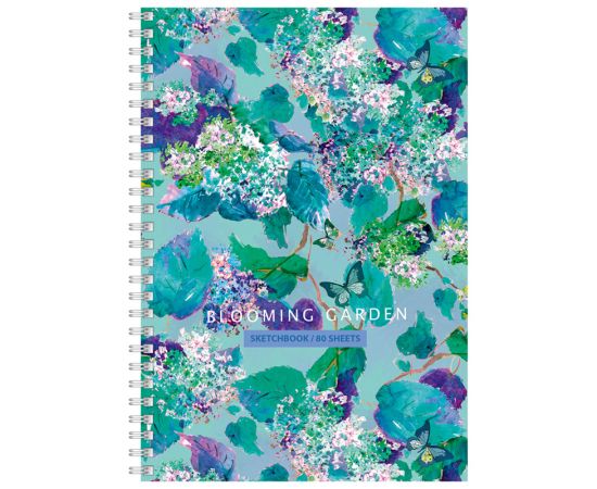 Скетчбук 80л., А5 BG "Цветение", на гребне, матовая ламинация, выб. лак, 120г/м2 СТ5гр80_лм_вл 9776