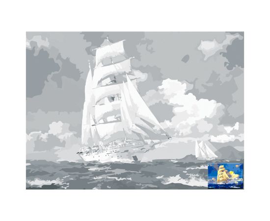 Холст на картоне с контуром Сонет "Парусник в море", 30*40см 141752