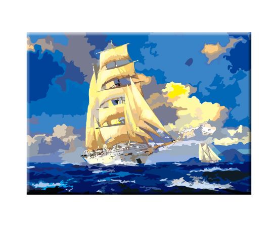 Холст на картоне с контуром Сонет "Парусник в море", 30*40см 141752