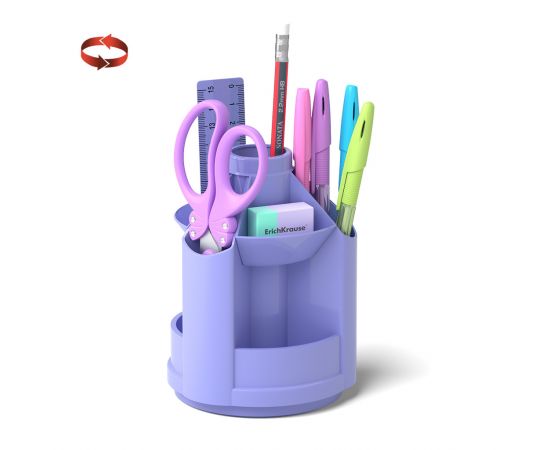 Набор настольный ErichKrause Mini Desk Pastel, 8 предметов, вращающийся, фиолетовый 53232