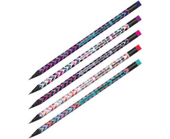 Карандаш ч/г Berlingo "Exotic" HB, черное дерево, круглый, заточен., с ластиком, ассорти BP01317