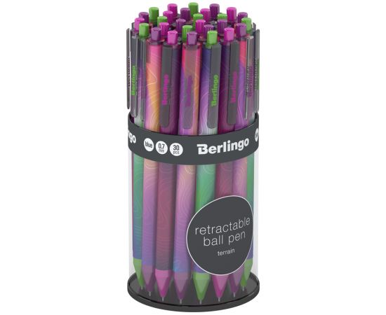 Ручка шариковая автоматическая Berlingo "Terrain" синяя, 0,7мм, рисунок на корпусе, ассорти CBm_70S09
