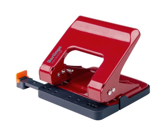 Дырокол энергосберегающий Berlingo "Smart Technology" 25л., металлический, фиксатор, линейка, красный DDm_25204