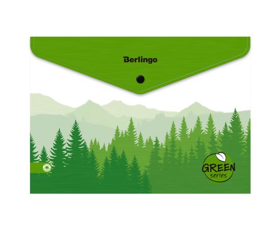 Папка-конверт на кнопке Berlingo "Green Series" А4, 180мкм, с рисунком EFb_A4209