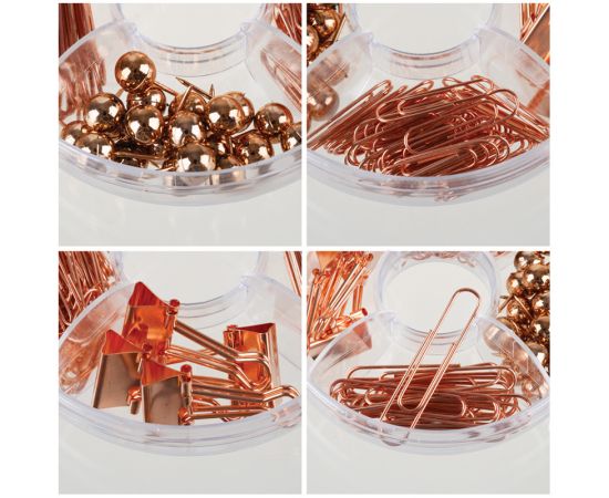 Набор мелкоофисных принадлежностей Meshu "Rose Gold", 89 предметов, розовое золото, пластиковый пенал, европодвес MS_36946