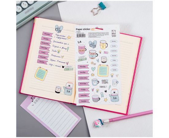 Наклейки бумажные для ежедневников MESHU "Hygge", 12*21см, 42 наклейки, европодвес MS_36983