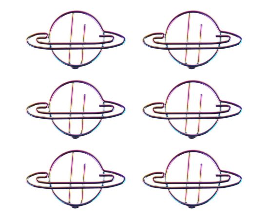 Скрепки фигурные 23мм, Meshu "Planets", 6шт., пакет с европодвесом MS_41583
