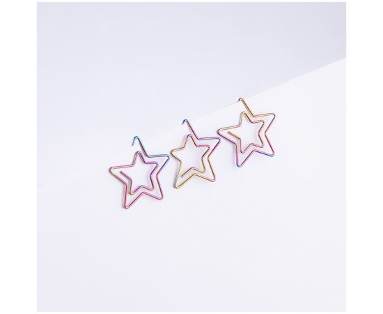 Скрепки фигурные 25мм, Meshu "Stars", 6шт., пакет с европодвесом MS_41585