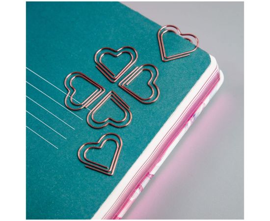 Скрепки фигурные 27мм, MESHU "Hearts", 6шт., пакет с европодвесом MS_41587