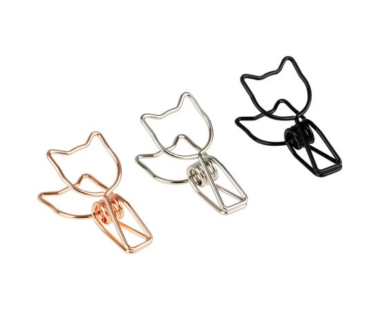 Зажимы для бумаг 33мм, Meshu "Cute Cats", 6шт., ассорти, бокс с европодвесом MS_41599