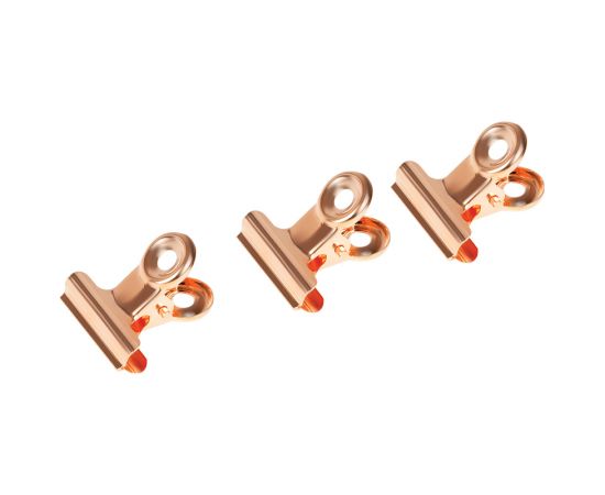 Зажимы-бульдоги для бумаг 25мм, MESHU "Rose Gold", 6шт., бокс с европодвесом MS_41601