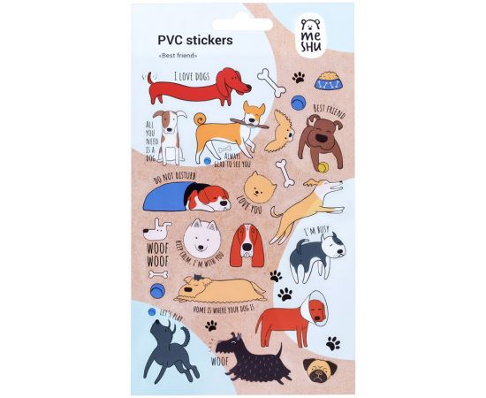 Наклейки ПВХ MESHU "Best friend", 10*21см, 26 наклеек, инд. уп., европодвес MS_42748